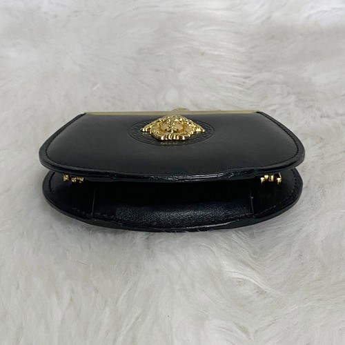 GIANNI VERSACE raro portafoglio portamonete vintage Medusa in pelle nera - Foto 5 di 12