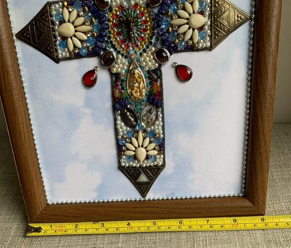 Joyería enmarcada Cruz Multicolor Vintage/Moderno Estrás Joyería Collage Foto 4 de 4