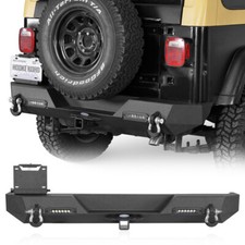 Heavy Duty Steel Rear Bumper Wlicense Plate Holer For 87-95 Jeep Wrangler Yj