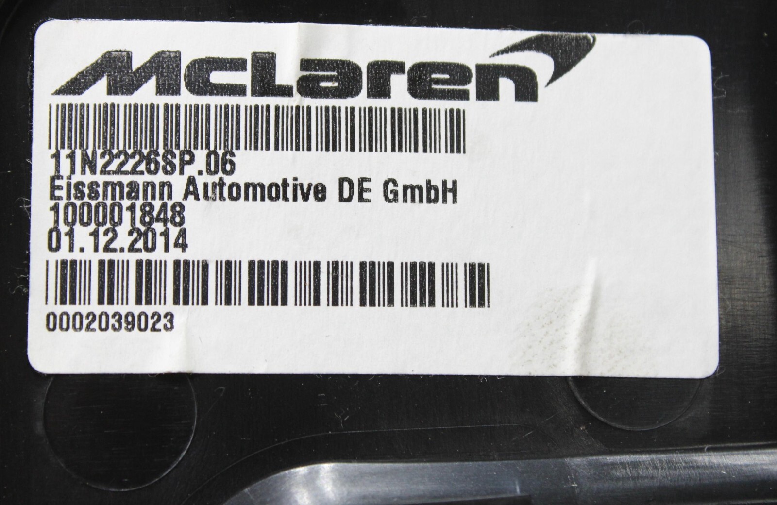 2015-2017 MCLAREN 650S FRONT ROOF HEADLINER CEILING LINER COVER TRIM PANEL OEM