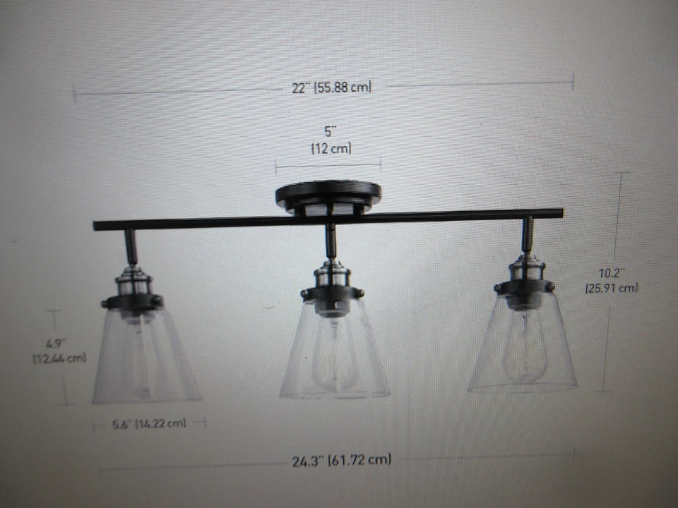 Globe Jackson 2 ft. 3-Light Dark Bronze Track Lighting with Clear Glass Shades - Image 4 of 4