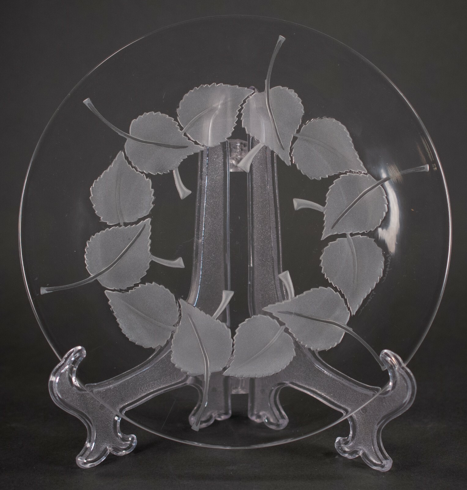 Lalique France Rolleboise Salad Plates Leaf Frosted Crystal Vtg eBay