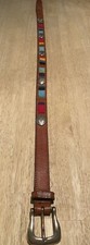 VTG Fossil Western Serape Leather Belt Silver Conchos 1 Wide 32 Long Size S