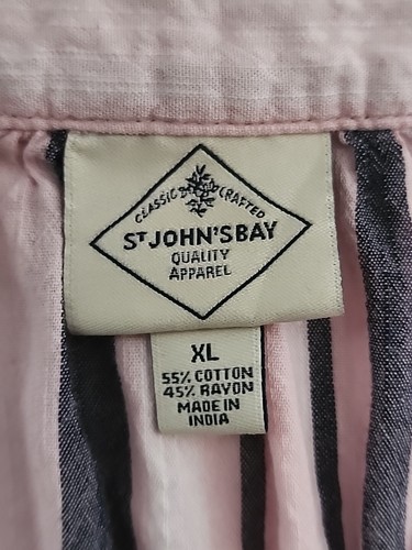 St John's Bay Women's V-neck Sort Sleeve Striped Shirt Size XL - Picture 5 of 7