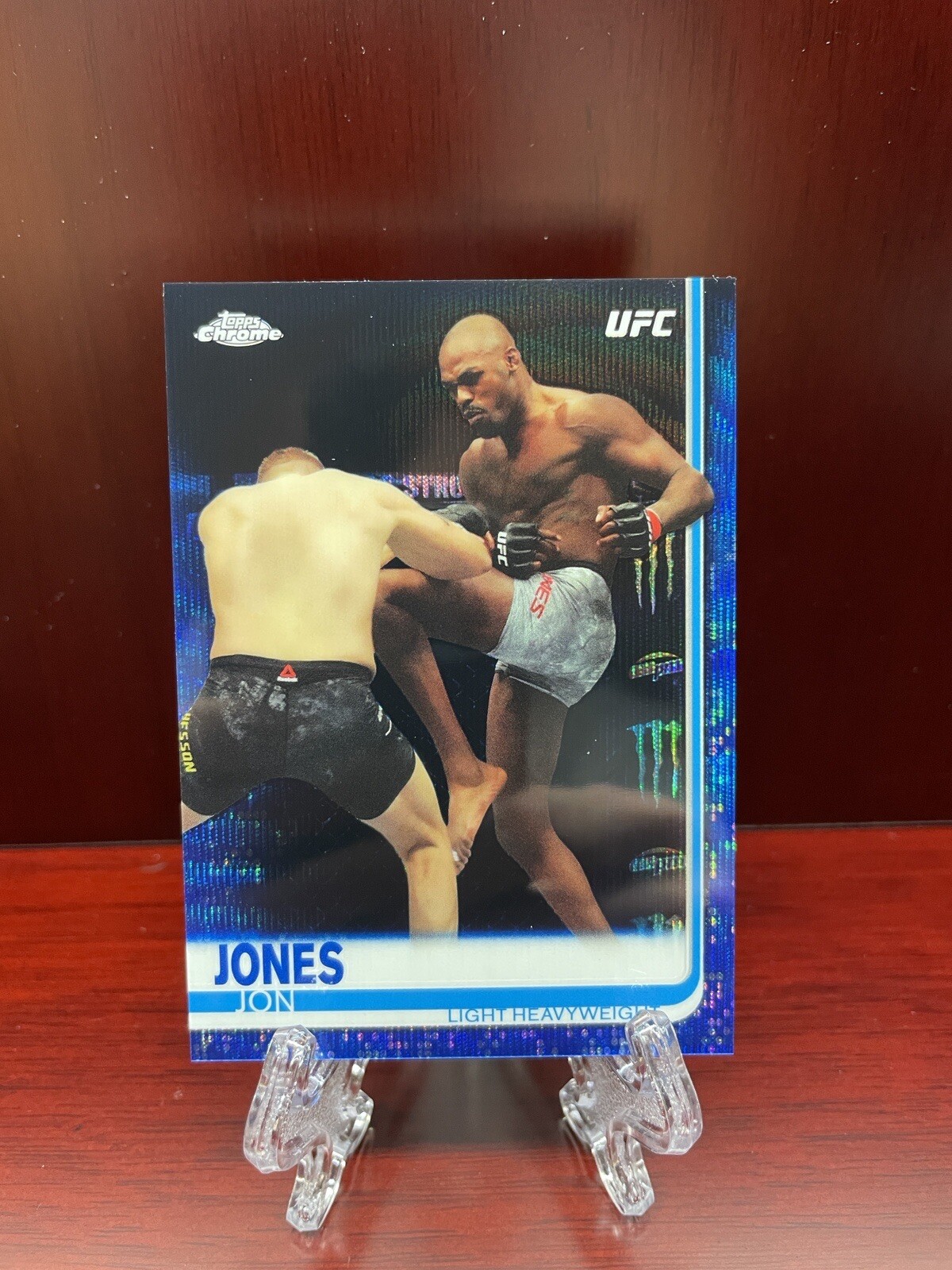 2019 Topps Chrome UFC Jon Jones Card #1 Blue Wave Refractor Parallel 60/75