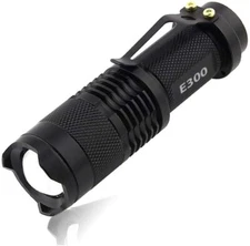 Bright Mini LED Tactical Flashlight- 300 Lumen Max Output, Adjustable Zoom Focus
