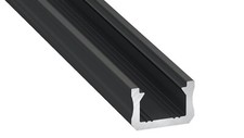 2m K0 LED profile extrusion channel, anodized black, diffuser, strip light