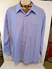 Chaps Ralph Lauren Men's Shirt Cotton Dress Blue Striped 17 1/2 34/35 
