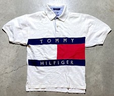 Men's Vintage 90's Tommy Hilfiger Big Logo Flag Polo Shirt sz M