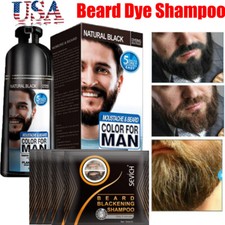 200ml Men Black Beard Hair Dye Color Shampoo Permanent Darkening Hair Coloring