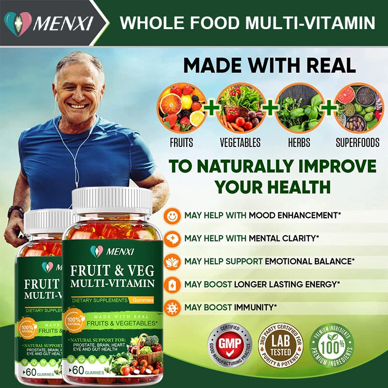 100% Natural Fruit & Veggie Multi-Vitamin Supplement Gummies Vitamins & Minerals - Bild 2 von 4