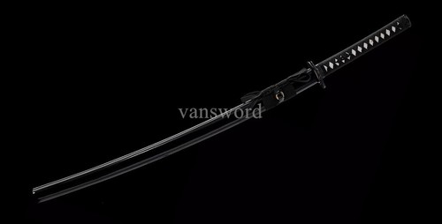1095 Carbon Steel Japanese Katana Black Blade Snake Tsuba Samurai Sword Sharp. - Picture 2 of 9