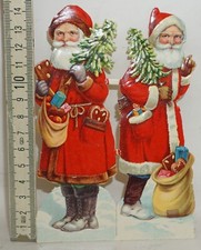 Oblate Glanzbild Weihnachtsmann gepr&auml;gtes Papier Alt 14,5cm