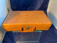 Vintage Cassette Tape Briefcase Carry Case Faux Leather Holds 24 Empty Brown USA