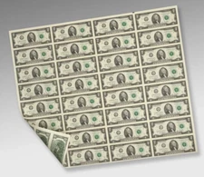 Series 2013 $2 Note Uncut Currency Sheet of 32 Fort Worth TX  District CHEAPEST