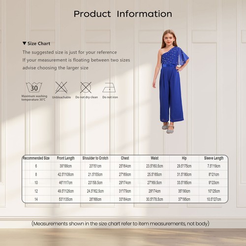 Girls Sequin Jumpsuit One Shoulder Sleeveless Chiffon Formal Romper Wedding - Picture 52 of 72