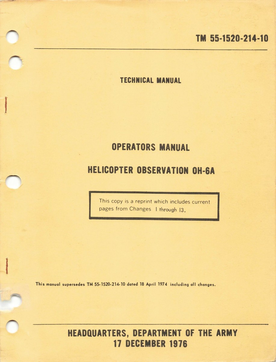 OH-6A Cayuse Helicopter 1984 Operators Manual Flight Manual - CD