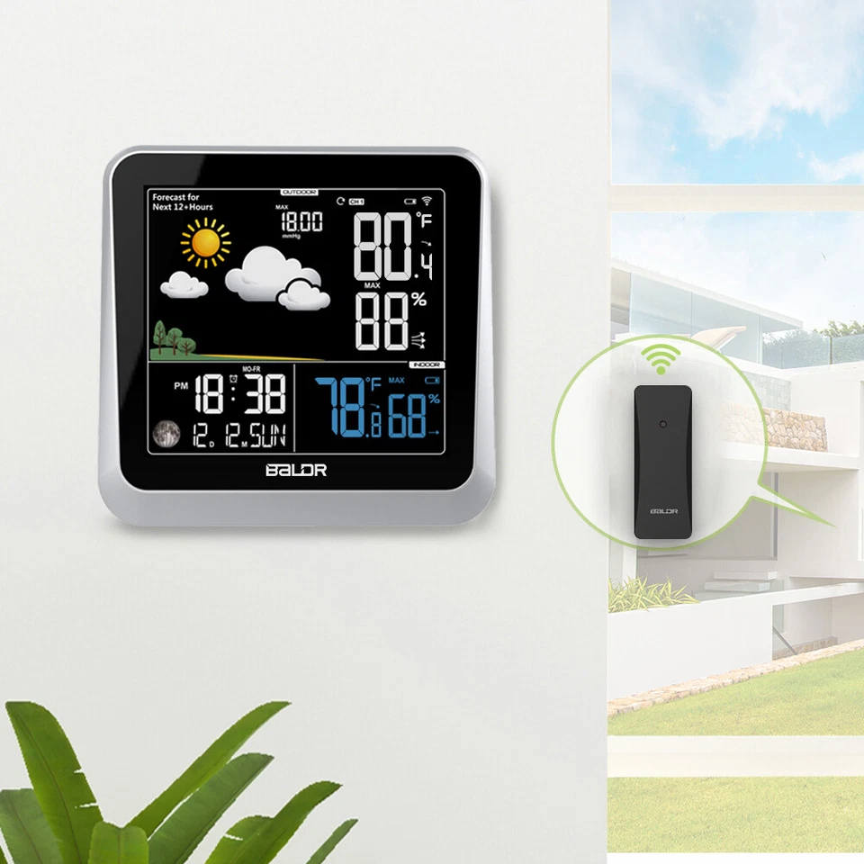 BALDR B336 Digital Color LCD Weather Station Indoor/Outdoor Temperature Humidity - Image 2 of 4