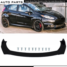 Front Bumper Lip Spoiler Splitter Gloss Black For Ford Fiesta Mk7 Mk6 09 Bod Kit