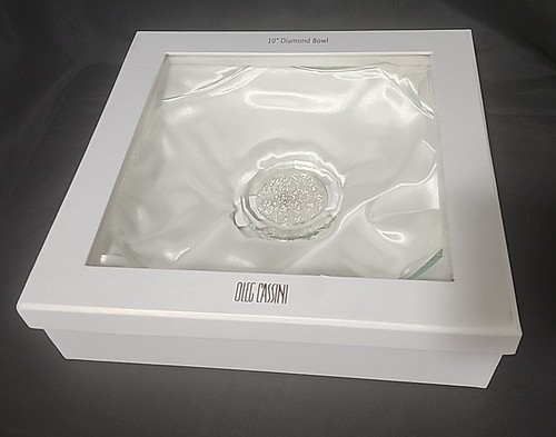 Oleg Cassini Kristallfußschüssel 10 Zoll durchsichtige Diamantschüssel - klar neu im Karton - Bild 2 von 12