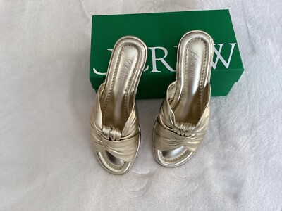 J.CREW WOMEN SANDAL LEATHER GOLD TWISTED KNOT SIZE 7 NEW IN 