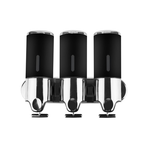 3 Bottles Bathroom Shower Soap Dispenser Shampoo Gel Pump Wall 1500ml Black - Picture 2 of 10