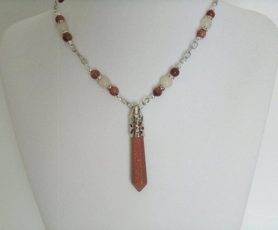 Collar Goldstone Point Boho Bohemio Hippie Nueva Era Diosa Metafísica Foto 2 de 4