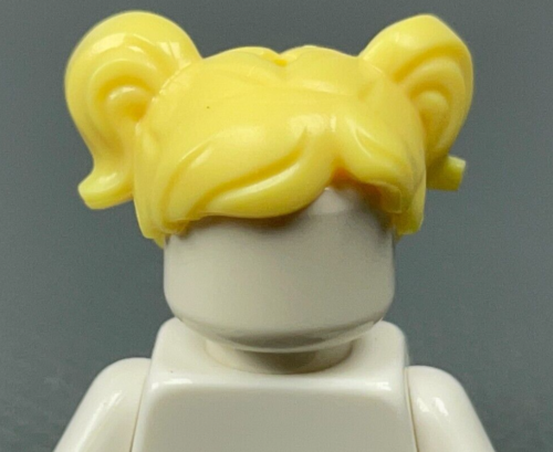 LEGO Minifigure Short Hair Parted Two Pigtails Bright Light Yellow Series 23 - Picture 1 of 13