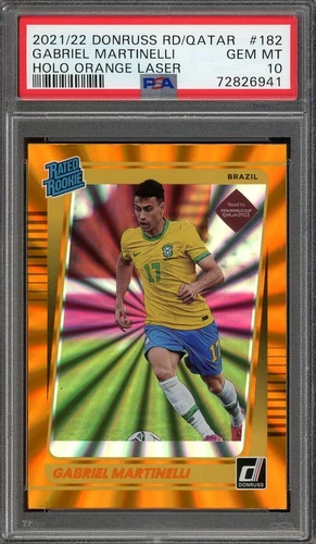 Gabriel Martinelli  2021-22 Donruss RD/Qatar Holo Orange Laser #182 PSA10