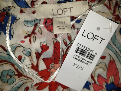 NEW Loft Women's XS S Kimono Cream Blue Floral Wrap Duster Top Oversized