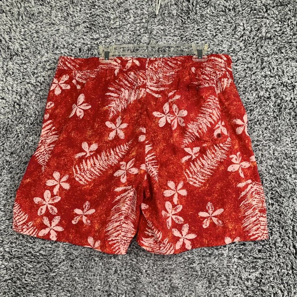 CHAPS Swim Trunks Mens XL Missing Drawstring Red Floral Hawaiian Aloha Tropical - Image 3 of 4