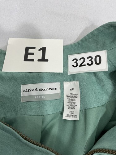 Womans Alfred Dunner Size 12 Petite Teal Zip Up Blazer Jacket - Picture 3 of 8