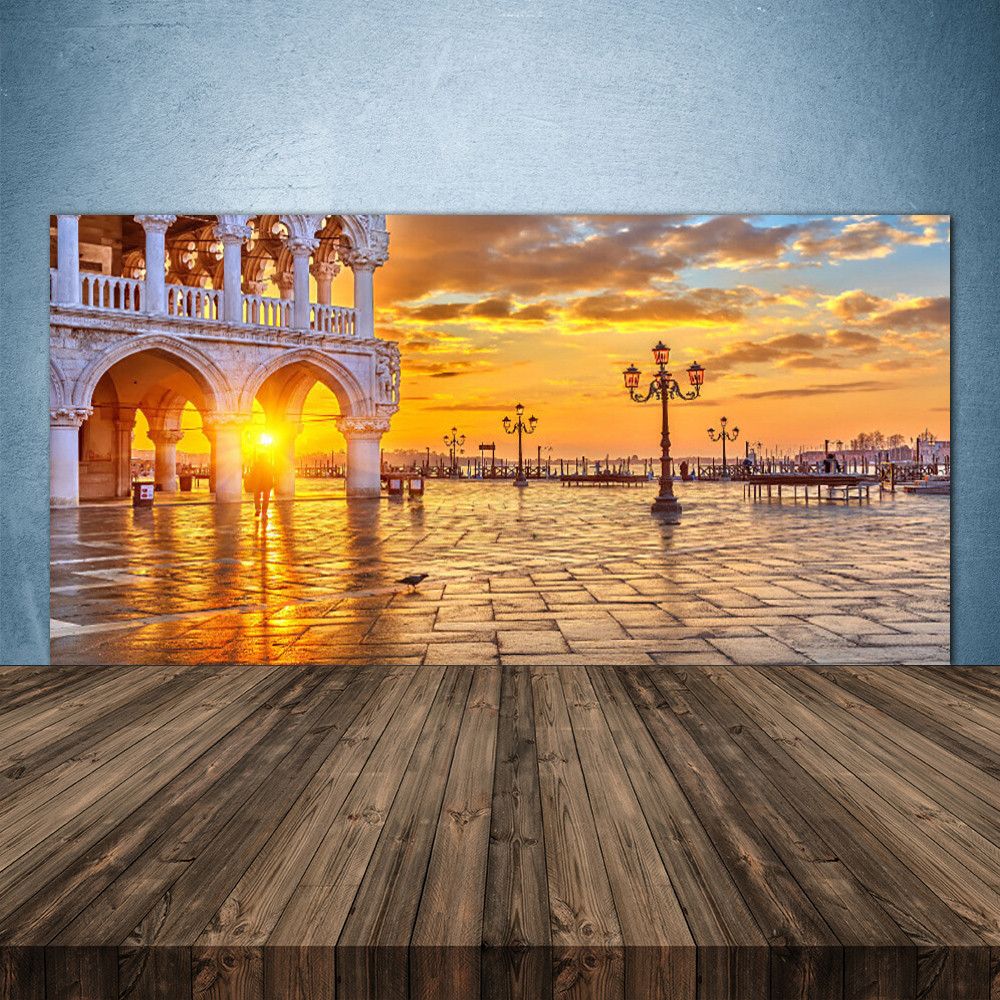 Crédence en verre 140x70 cm lavable et résistante motif architecture soleil
