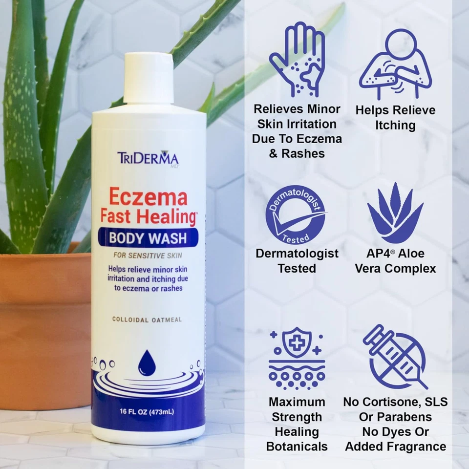 TriDerma Medicated Fast Healing Eczema Body Wash for Dry, Itchy Skin & Rashes - Image 3 of 4