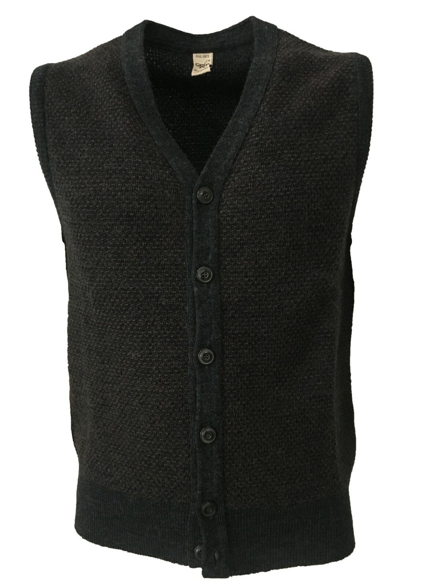 Gilet Homme de Fantaisie Gris/Marron GRP 100% Laine Made IN Italy