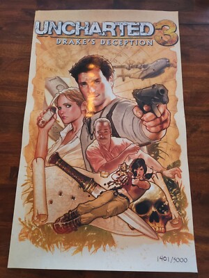 Uncharted 3 Drakes Deception Promo Comic Con Poster Limited Edition 1401 / 5000