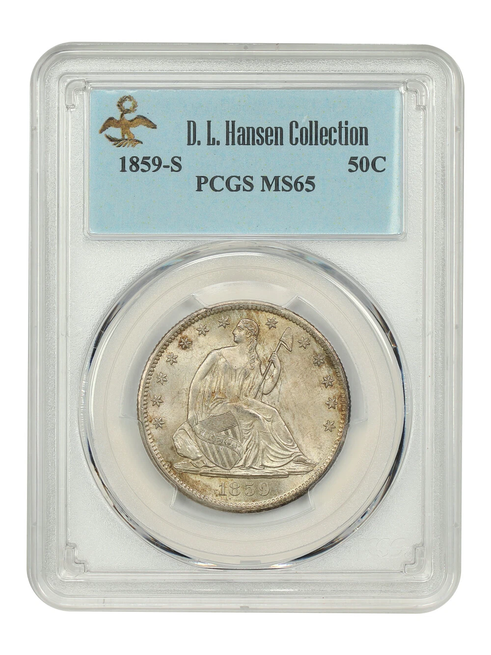 1859-S 50C PCGS MS65 ex: D.L. Hansen