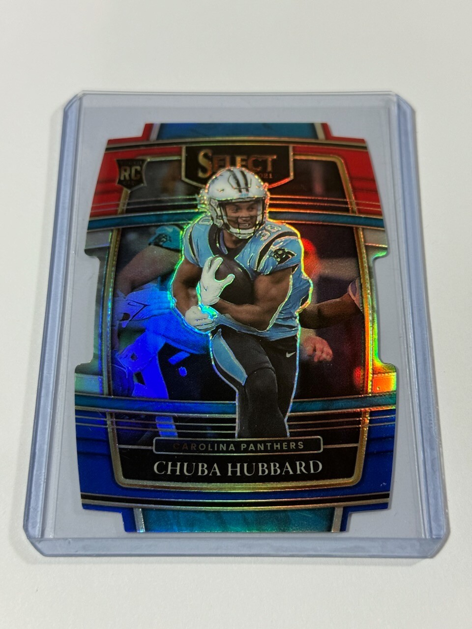 2021 Panini Select Chuba Hubbard #76 Red Blue Die-Cut Carolina Panthers