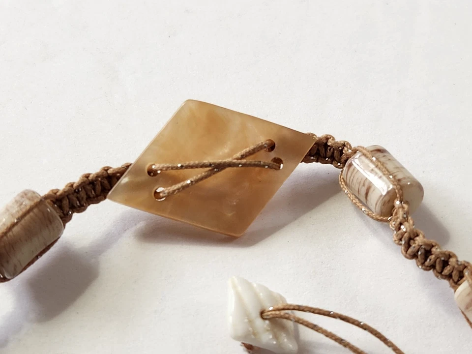 Lot of 3 Adjustable String Bracelets Natural Stone Wood Shell Nature Beach Boho - Image 2 of 4