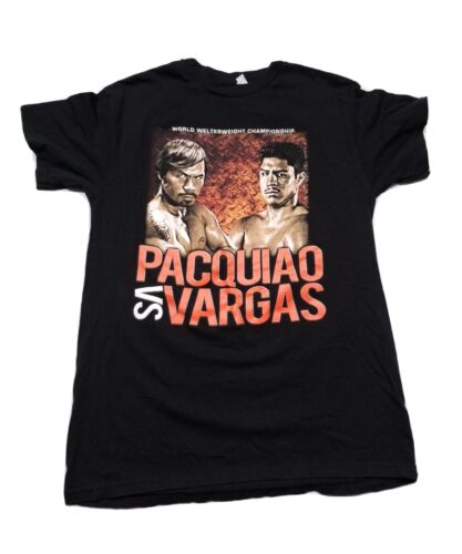 2016 Pacquiao vs Vargas T-Shirt da boxe da uomo taglia media nera filippina  - Foto 1 di 11