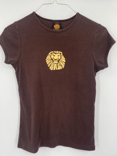 Vintage Disney Lion King Broadway T Shirt Short Sleeve Womens XS Brown Y2K