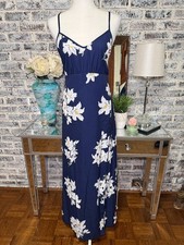 NWOT SHEIN Boho Chic Coastal Floral Low Back Summer Maxi Dress Navy Blue Size M