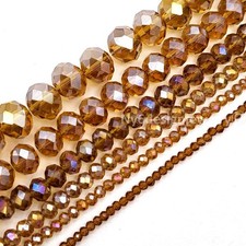 Dark Brown Crystal Faceted Rondelles Bead Jewelry Making Supplies 11" Strand