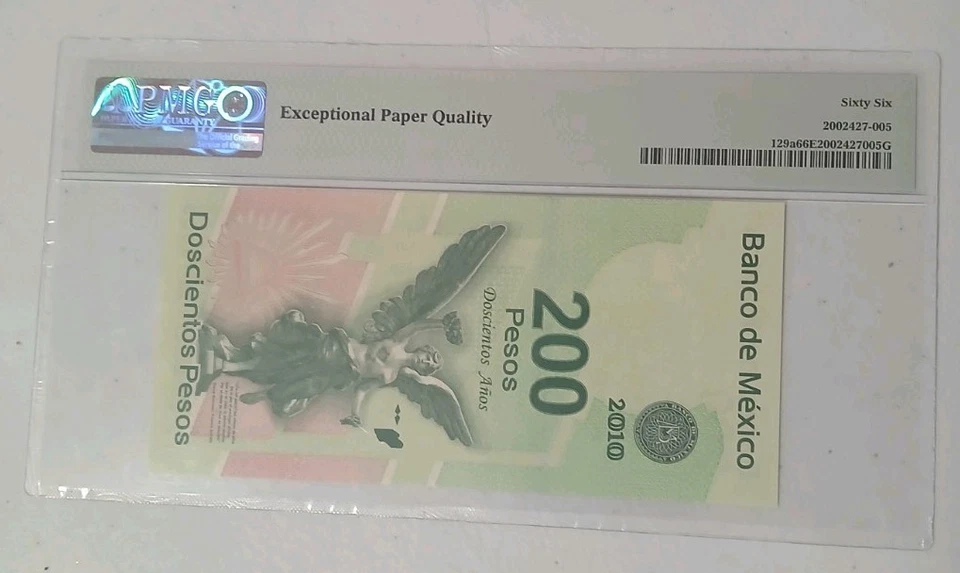 Banco de MÉXICO 2008 200 Pesos p-129a Conmemorativo, Gema *UNC* 66 EPQ Foto 2 de 2