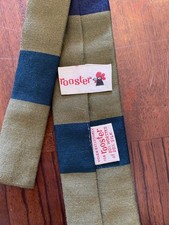Vintage 60s 80s Rooster Square End brown Cotton silk hipster Hippie Mens Necktie