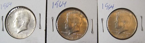 (3) 1964 Kennedy Half Dollars Uncirculated