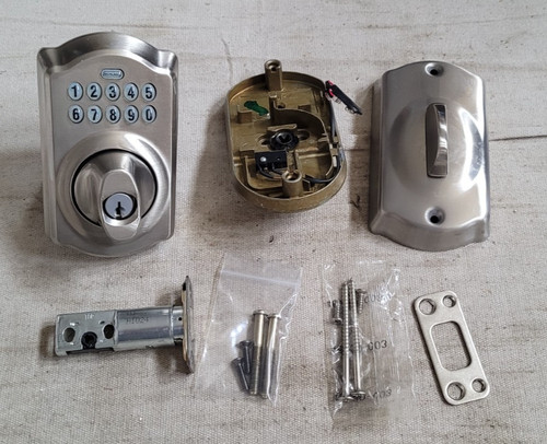 Schlage Camelot Keypad Deadbolt Electronic Keyles Entry Lock Satin Nickel NO KEY