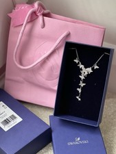 Swarovski Silver Tone Crystal Butterfly Pendant Cable Chain Necklace