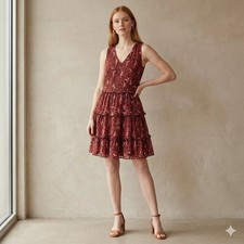 Tommy Hilfiger Navy Floral Fit & Flare Dress | Sleeveless V-Neck | Size 2