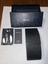 NEW AUTHENTIC PRADA HARD MAGNETIC FLIP CLOSE VELVET LINED BLACK SUNGLASSES CASE